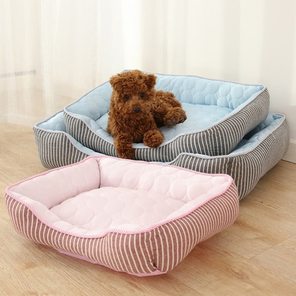 Summer Cold Feeling Dog Cat Kennel Ice Silk Cool Den L(Pink)