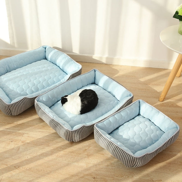 Summer Cold Feeling Dog Cat Kennel Ice Silk Cool Den M(Blue)