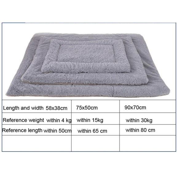 Double Sided Pet Mat Four Seasons Warm Dog Blanket,Size: L(Short Plush Gray)