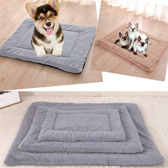 Double Sided Pet Mat Four Seasons Warm Dog Blanket,Size: L(Short Plush Pink)