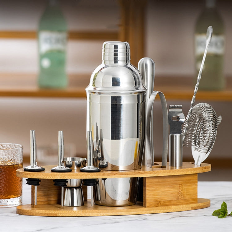 BY-011 11 In 1 Oval Wooden Stand Shaker Set Bartending Tools, Spec: 700ml
