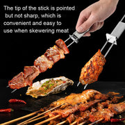 2 PCS Stainless Steel Semi-Automatic Double Head BBQ Fork Outdoor BBQ Tool