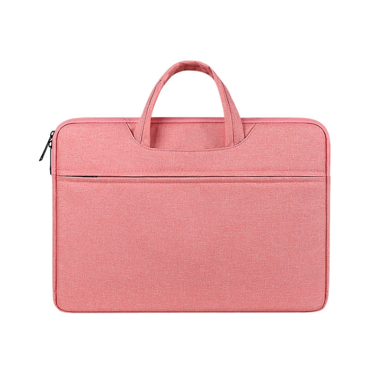ST01 Large-Capacity Water-resistant Shock-Absorbing Laptop Handbag, Size: 15.6 inches(Lady Pink)