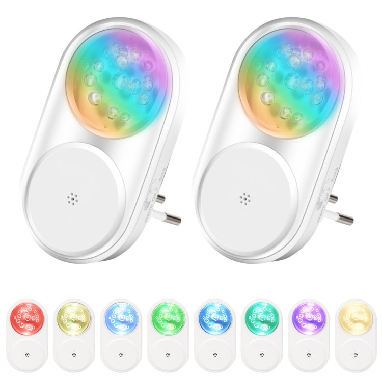 2 PCS Smart LED Light Control Night Light RGB Colorful Atmosphere Light with Sleeping Light(EU Plug)