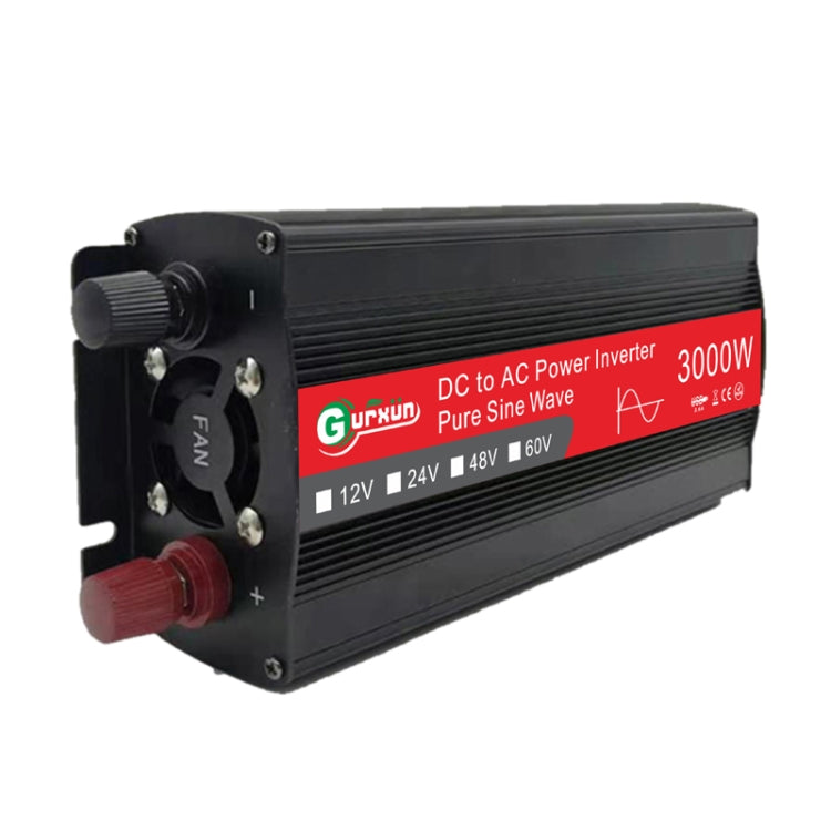 Gurxun Sine Wave Inverter 3000W 12/24/48/60V To 220V Car Boost Converter, Specification: 60V-220V