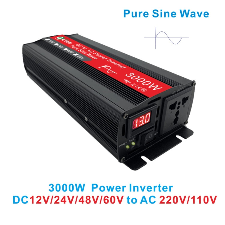Gurxun Sine Wave Inverter 3000W 12/24/48/60V To 220V Car Boost Converter, Specification: 60V-220V