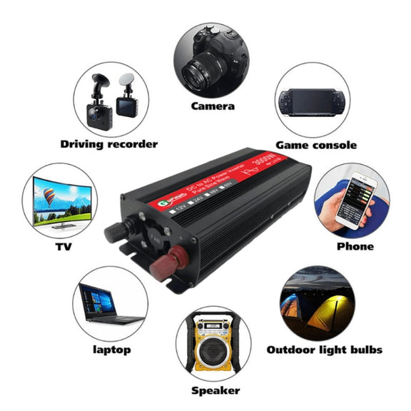Gurxun Sine Wave Inverter 3000W 12/24/48/60V To 220V Car Boost Converter, Specification: 60V-220V