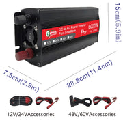 Gurxun 6000W High Power Sine Wave Inverter With Single Digital Display, Specification: 24V-220V