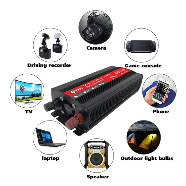 Gurxun 6000W High Power Sine Wave Inverter With Single Digital Display, Specification: 24V-220V