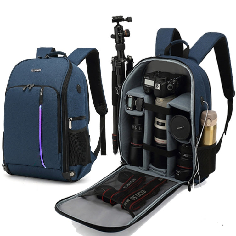 TONO LED Light SLR Digital Camera Backpack With USB Port(Grey)