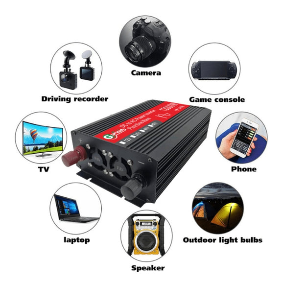 Gurxun 12000W High Power Household Car Sine Wave Inverter, Specification: 24V To 220V