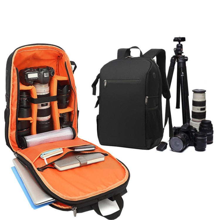 Oxford Cloth Water-resistant Photography Backpack 17 Inch Laptop Backpack(Orange)