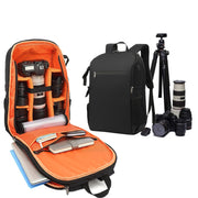 Oxford Cloth Water-resistant Photography Backpack 17 Inch Laptop Backpack(Orange)