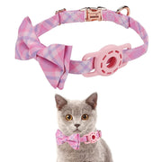 Pet Tracker Collar Insert Buckle Bow Collar For AirTag(Pink)