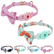 Pet Tracker Collar Insert Buckle Bow Collar For AirTag(Pink)