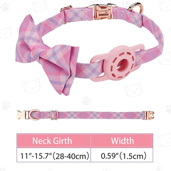 Pet Tracker Collar Insert Buckle Bow Collar For AirTag(Pink)