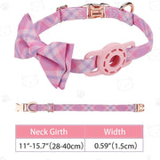 Pet Tracker Collar Insert Buckle Bow Collar For AirTag(Luminous Blue)