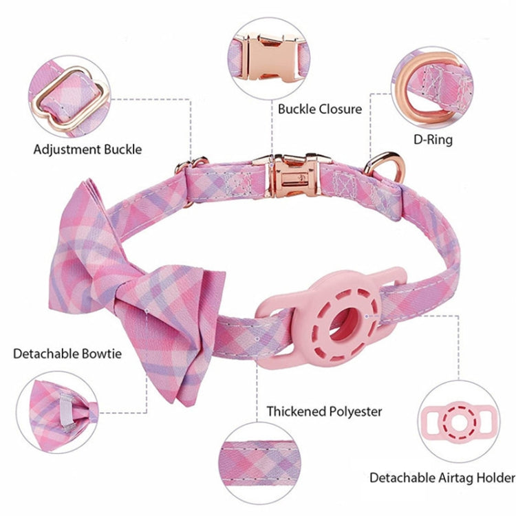 Pet Tracker Collar Insert Buckle Bow Collar For AirTag(Pink)