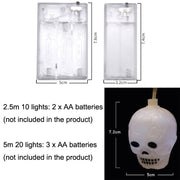 Halloween LED White Yarn Skull Ghost Festival Horror Atmosphere Decorative Lights, Style: 5m 20 Lights (White)