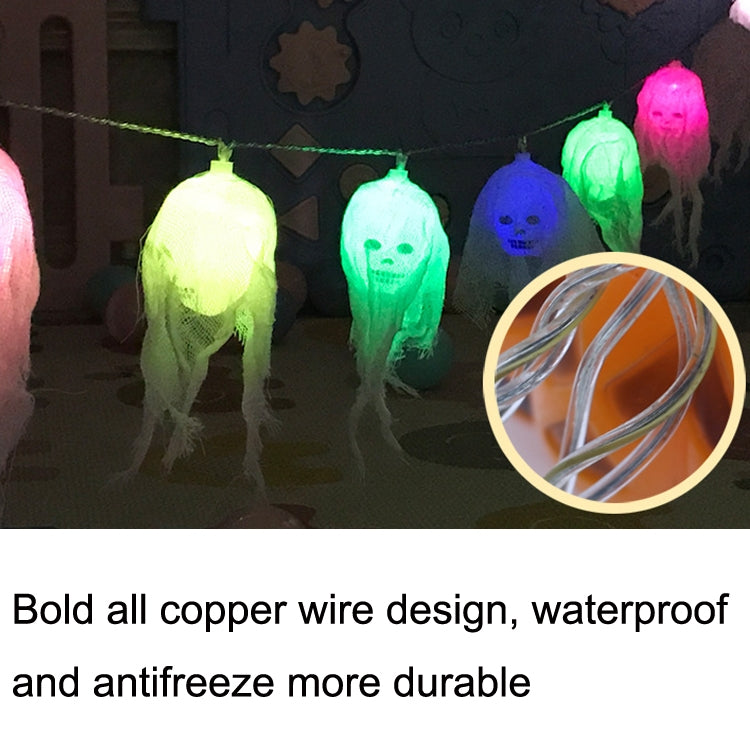 Halloween LED White Yarn Skull Ghost Festival Horror Atmosphere Decorative Lights, Style: 5m 20 Lights (White)