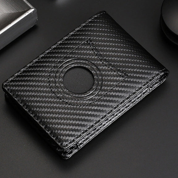Tracker RFID Card Holder Leather Men Wallet for AirTag(Plain Weave)