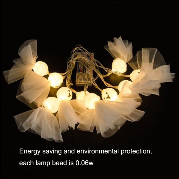 LED Halloween Decoration Luminous Cloth Ghost Ornament String Light 1.5m 10 Lights(Warm White)