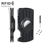 Men Ultra Slim Tracker Card Holder RFID Metal Card Holder for AirTag(Black)