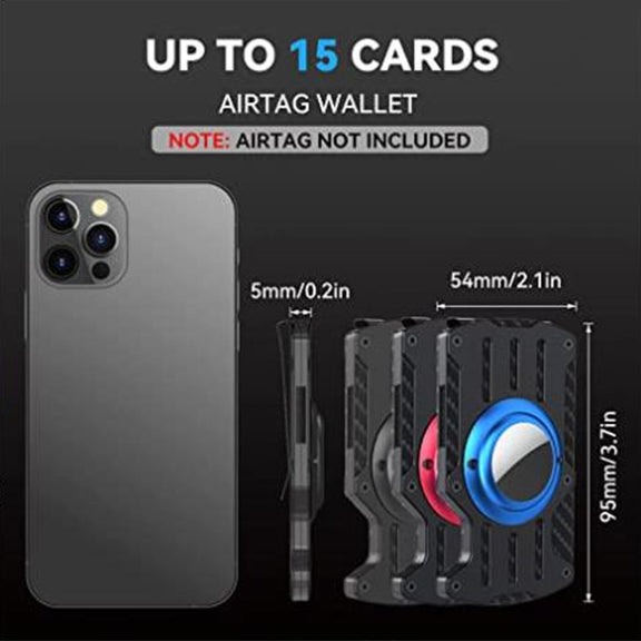 Men Ultra Slim Tracker Card Holder RFID Metal Card Holder for AirTag(Blue)