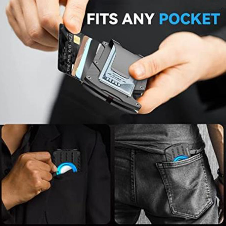 Men Ultra Slim Tracker Card Holder RFID Metal Card Holder for AirTag(Blue)