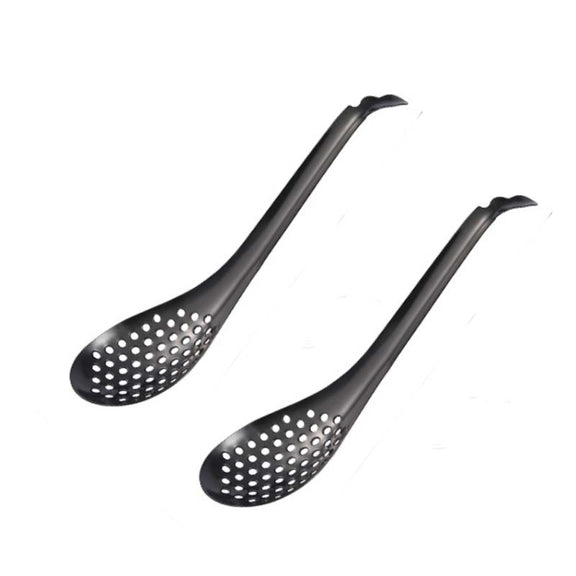 2 PCS 304 Stainless Steel Small Caviar Colander Molecular Cooking Spoon, Color: Black