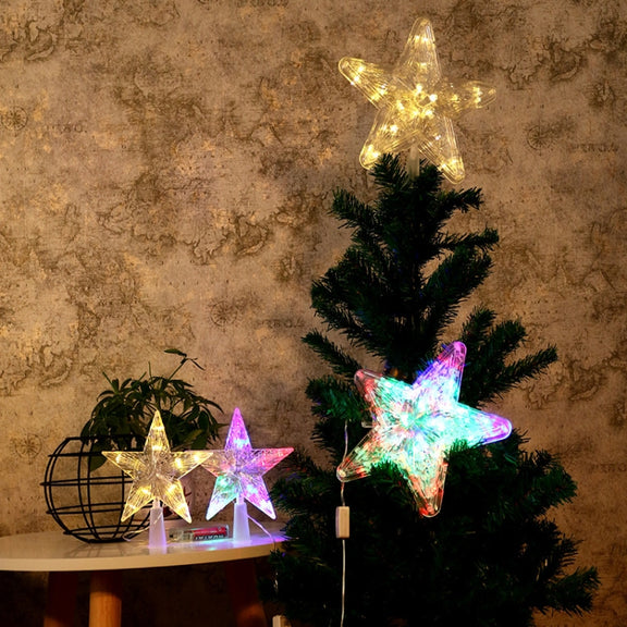Christmas Tree Top Light LED Glowing Star Lights, Size: Small Battery Model(Colorful)