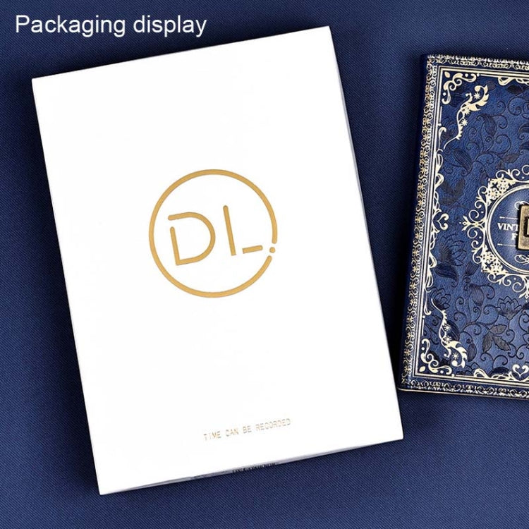 B6 PU Leather Retro Password Book With Lock Diary Hand Book(Blue)