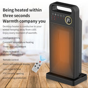 LCD Digital Display Rotary Remote Control Heater PTC Ceramic Heating Heater, Spec: EU Plug (Black)