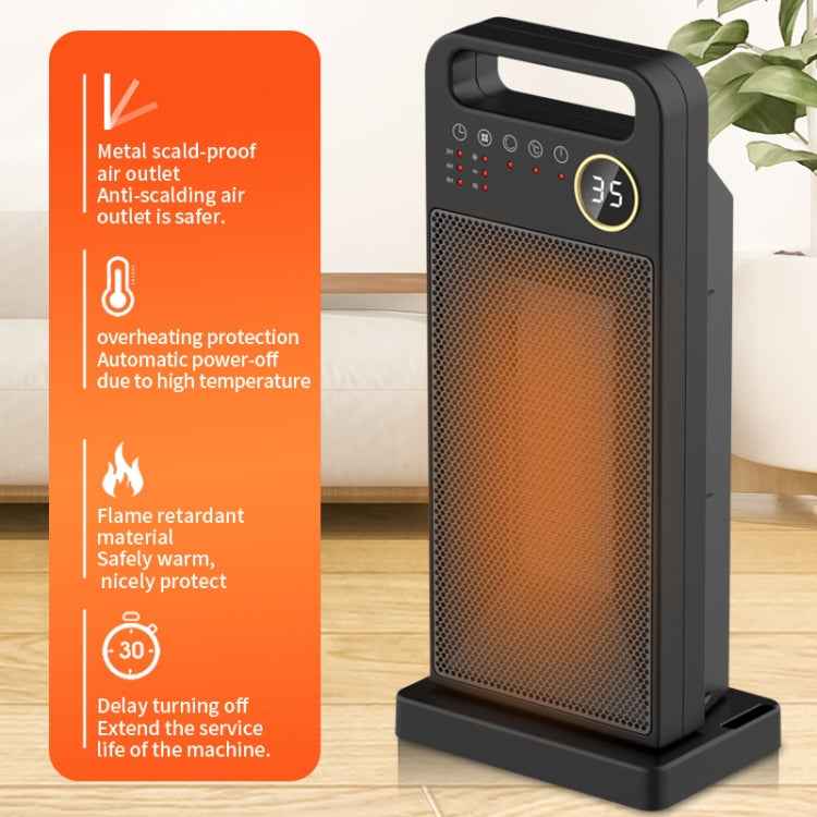 LCD Digital Display Rotary Remote Control Heater PTC Ceramic Heating Heater, Spec: EU Plug (Black)