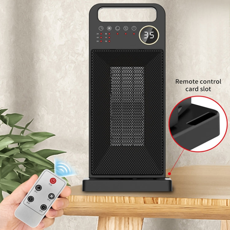 LCD Digital Display Rotary Remote Control Heater PTC Ceramic Heating Heater, Spec: EU Plug (Black)