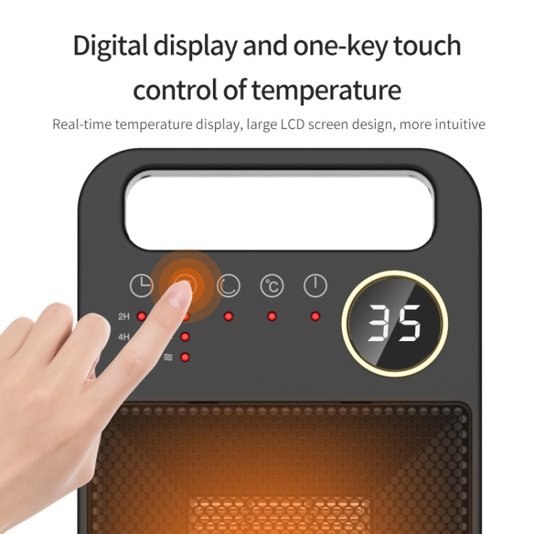 LCD Digital Display Rotary Remote Control Heater PTC Ceramic Heating Heater, Spec: UK Plug (Black)