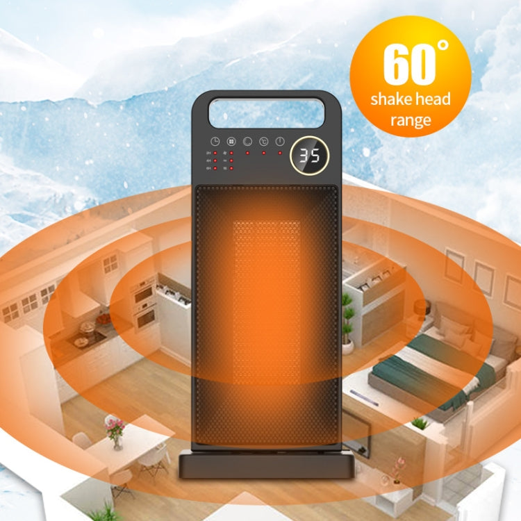 LCD Digital Display Rotary Remote Control Heater PTC Ceramic Heating Heater, Spec: UK Plug (Black)
