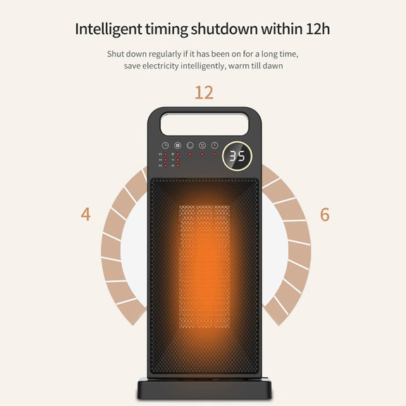 LCD Digital Display Rotary Remote Control Heater PTC Ceramic Heating Heater, Spec: UK Plug (Black)