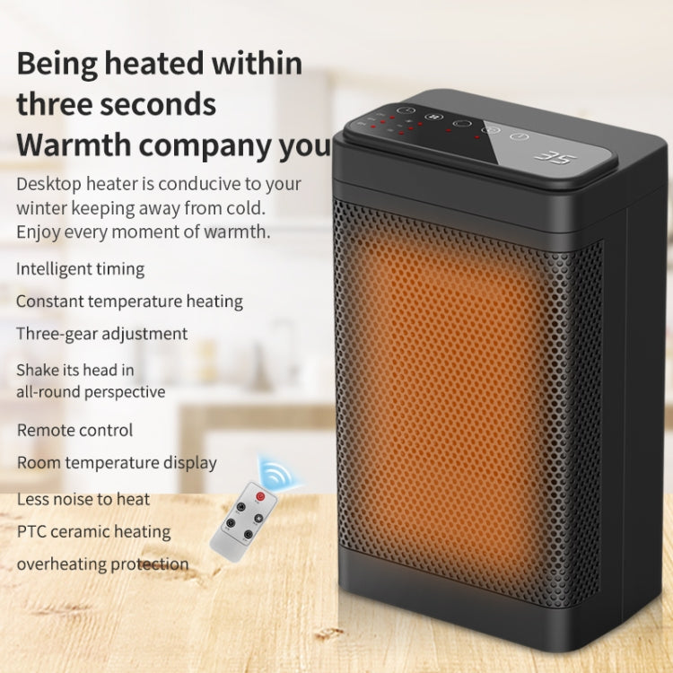 Office Household Mute Desktop Shaking Head Electric Heaters, Spec: Screen (EU Plug)