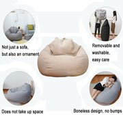 Lazy Sofa Bean Bag Chair Fabric Cover, Size: Large(Dark Gray)