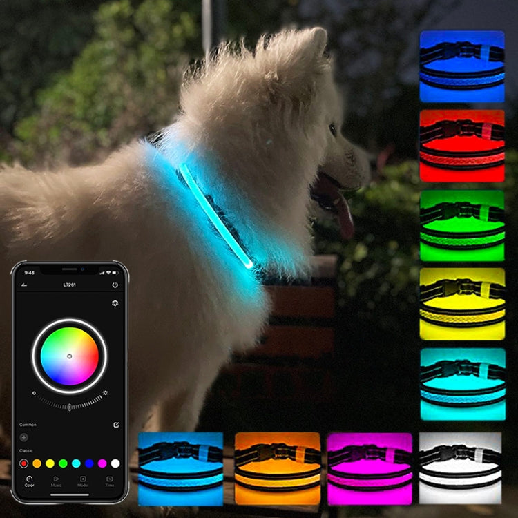 LED Rechargeable Wear-resistant and Water-resistant Pet Lighting Collar, Size: S(Black)