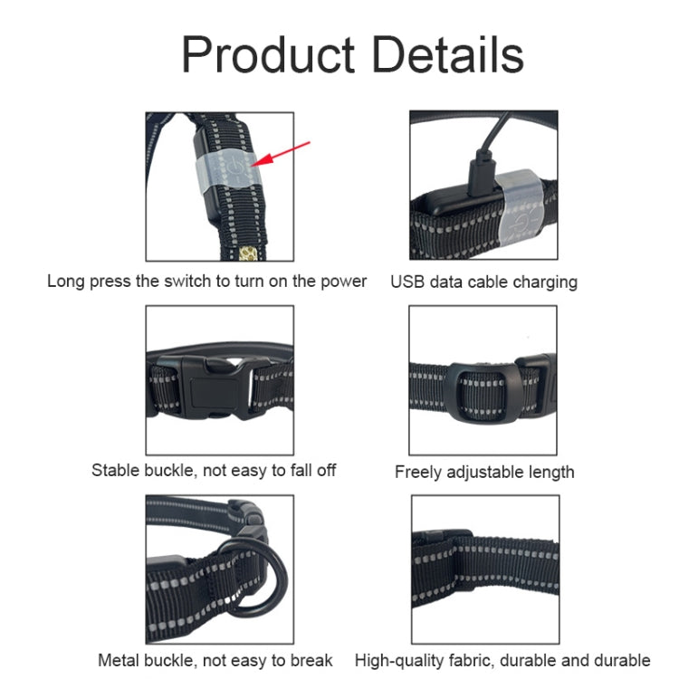 LED Rechargeable Wear-resistant and Water-resistant Pet Lighting Collar, Size: S(Black)