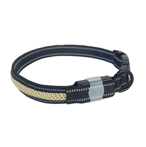 LED Rechargeable Wear-resistant and Water-resistant Pet Lighting Collar, Size: M(Black)