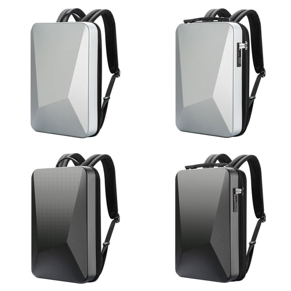 Bopai 61-93318A Hard Shell Water-resistant Expandable Backpack with USB Charging Hole, Spec: Regular (Black)