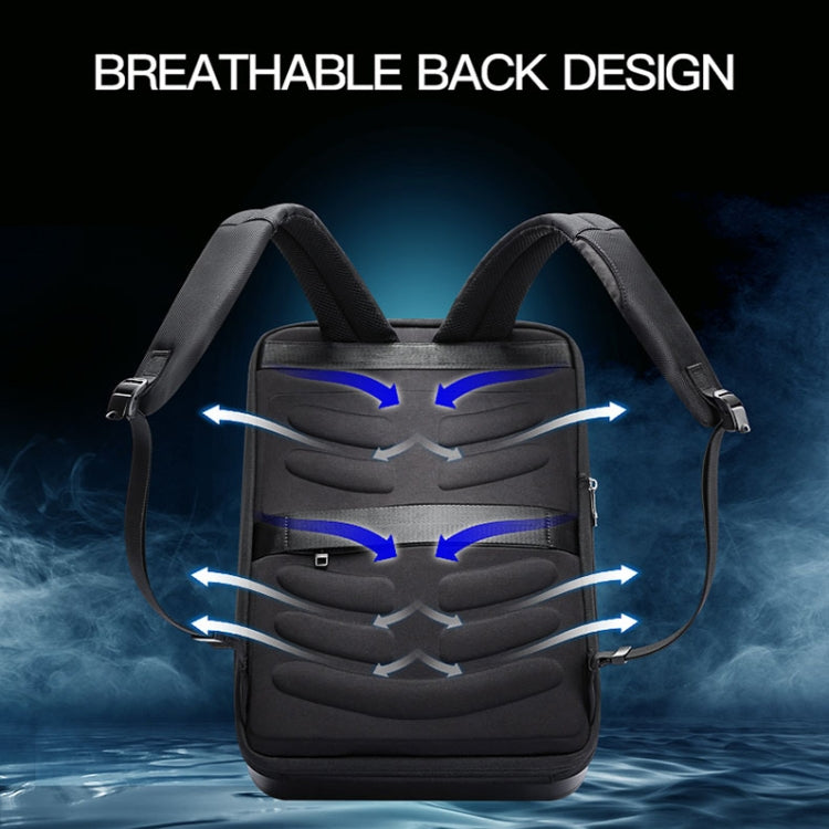 Bopai 61-93318A Hard Shell Water-resistant Expandable Backpack with USB Charging Hole, Spec: Regular (Black)