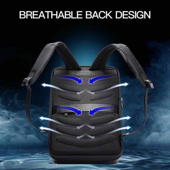 Bopai 61-93318A Hard Shell Water-resistant Expandable Backpack with USB Charging Hole, Spec: Regular (Black)
