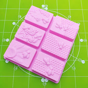 6 Grid  Square Honeycomb Ice Cube Cake Mould Square Handmade Soap Mould(Pink)