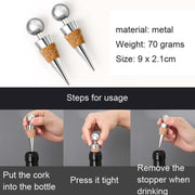 2 PCS Metal Cork Red Wine Stoppers Synthetic Wood Wine Corks