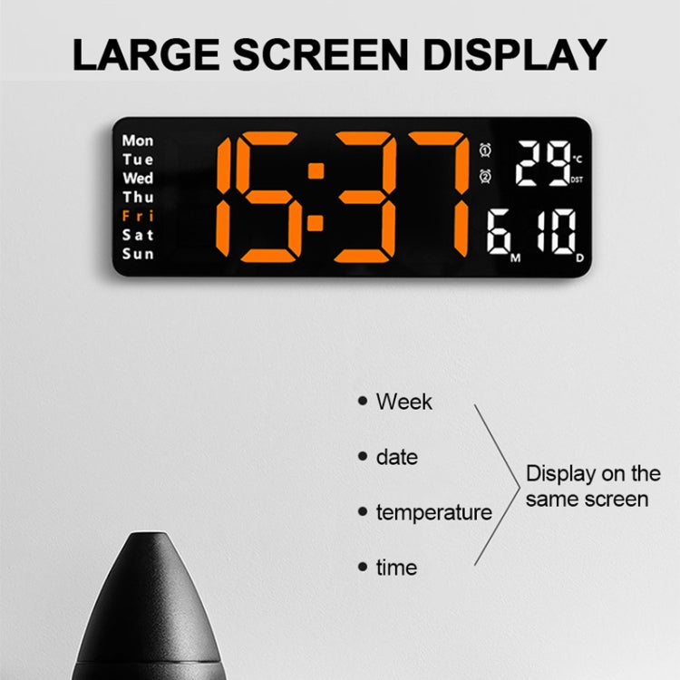 6629 13 Inch Multifunctional LED Living Room Large Screen Wall Clock(Black Shell Red Light)