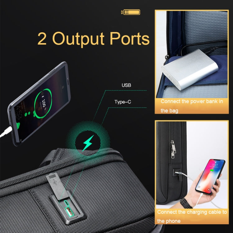 Bopai 61-120691A Water-resistant Anti-theft Laptop Backpack with USB Charging Hole, Spec: Regular Version